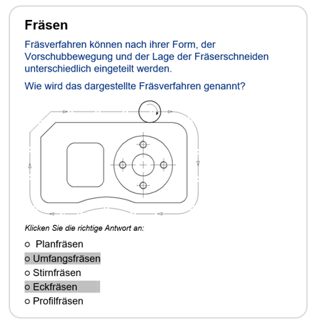 Herkömmliche Prüfungsaufgabe zum Thema Fräsen