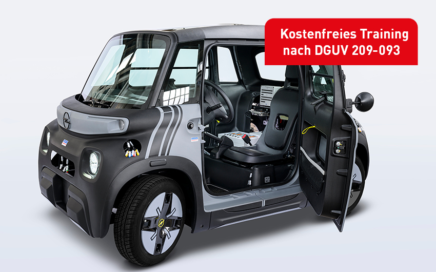 Abbildung von Schulungsfahrzeug von Opel Rocks-e, mit Hinweis 