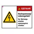 Warnschild "Gefahr - Hochspannung! Lebensgefahr!" 